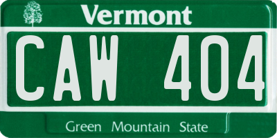 VT license plate CAW404