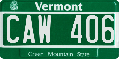 VT license plate CAW406
