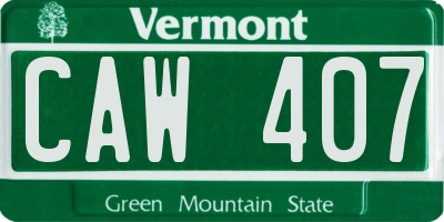 VT license plate CAW407