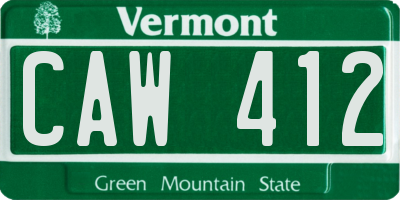 VT license plate CAW412