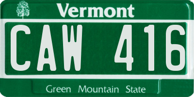 VT license plate CAW416