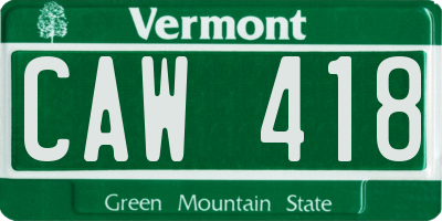 VT license plate CAW418