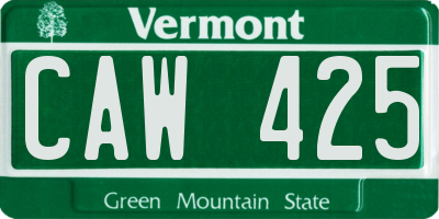 VT license plate CAW425
