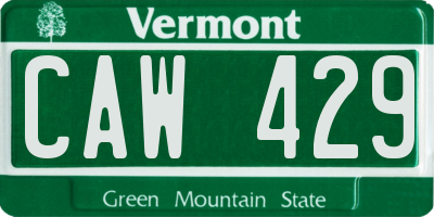 VT license plate CAW429