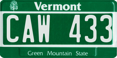 VT license plate CAW433