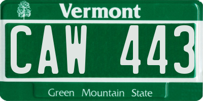 VT license plate CAW443