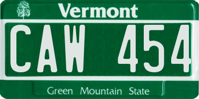 VT license plate CAW454
