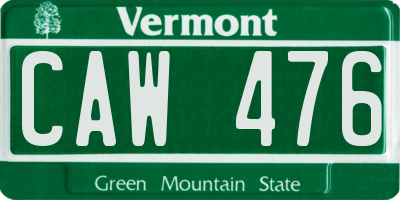 VT license plate CAW476