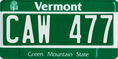 VT license plate CAW477