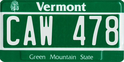 VT license plate CAW478