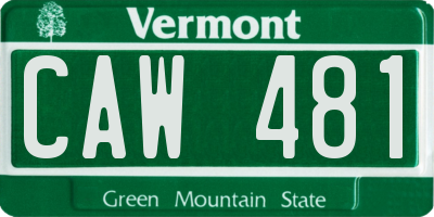 VT license plate CAW481