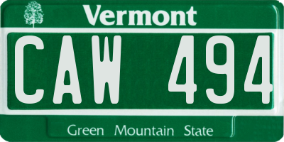 VT license plate CAW494