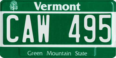VT license plate CAW495