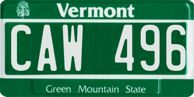 VT license plate CAW496