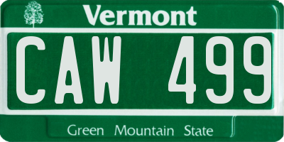 VT license plate CAW499