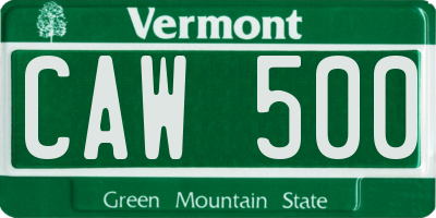 VT license plate CAW500