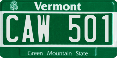 VT license plate CAW501