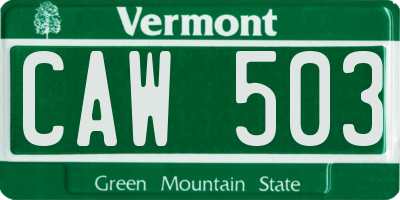 VT license plate CAW503