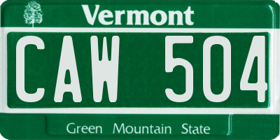 VT license plate CAW504