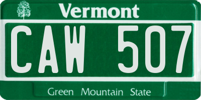 VT license plate CAW507