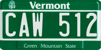 VT license plate CAW512