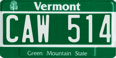 VT license plate CAW514