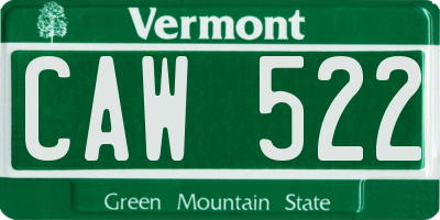 VT license plate CAW522