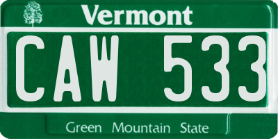 VT license plate CAW533