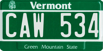 VT license plate CAW534