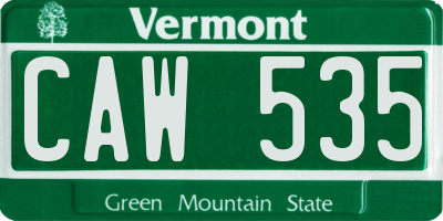 VT license plate CAW535