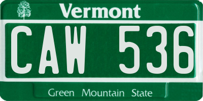 VT license plate CAW536