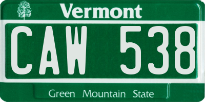 VT license plate CAW538