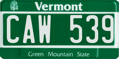 VT license plate CAW539