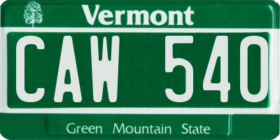 VT license plate CAW540
