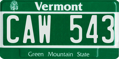 VT license plate CAW543
