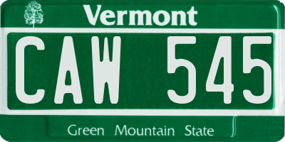 VT license plate CAW545
