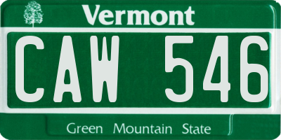 VT license plate CAW546