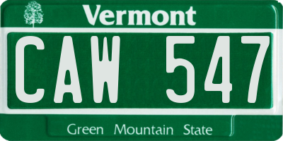 VT license plate CAW547