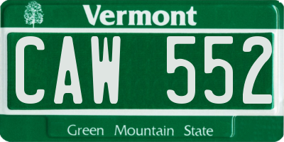 VT license plate CAW552