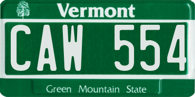 VT license plate CAW554