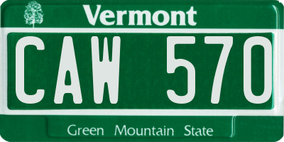 VT license plate CAW570
