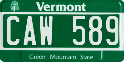 VT license plate CAW589