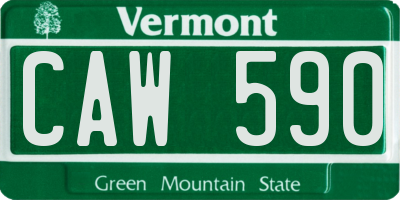 VT license plate CAW590