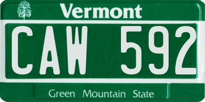VT license plate CAW592