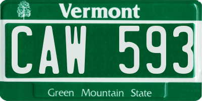 VT license plate CAW593