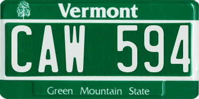 VT license plate CAW594