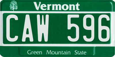 VT license plate CAW596