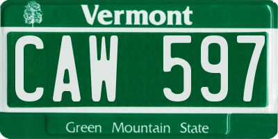 VT license plate CAW597