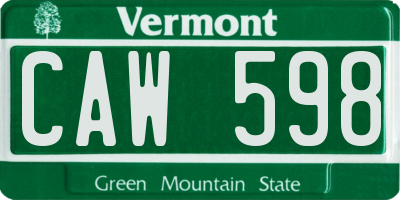 VT license plate CAW598