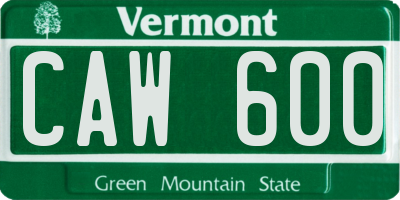 VT license plate CAW600